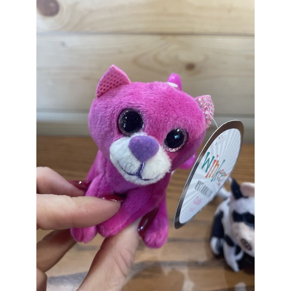 Winkeez Caitlin The Cat Plush And Ken The Cow Backpack Clips 4" New With Tags - Picture 3 of 6